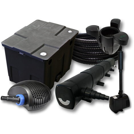 Set filtro 1 cámara estanques 12000l Clarificador UVC 72W Bomba 40W Tubo Skimmer SK30 Fuentes Jardín
