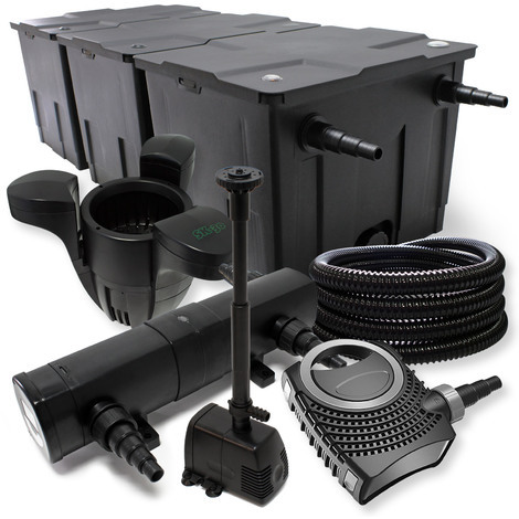 Set: Filtro de Estanque hasta 90000l Clarificador UV 18W Bomba Estanque Bomba Fuente Skimmer