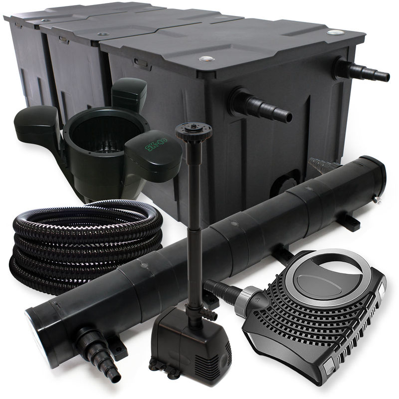 

Wiltec - Set filtro para estanque hasta 90000l Clarificador UV con 72W 80W Bomba manguera y bomba para fuente
