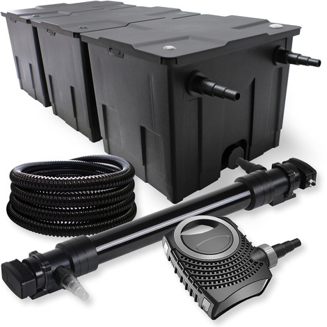 Set Filtros 3 Cámaras 90000l UVC Esterilizador 72W Bomba Estanque NEO10000 80W Manguera Jardin