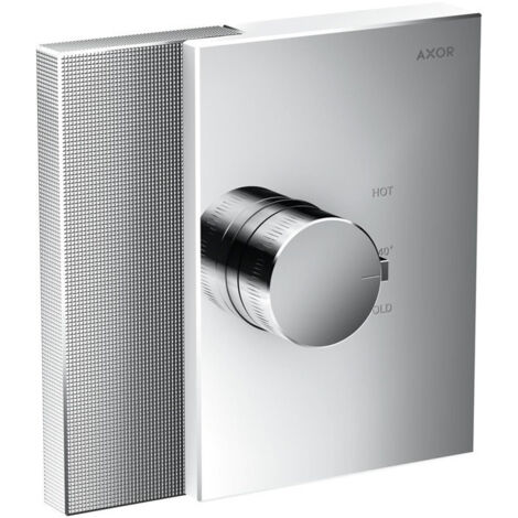 Set finition mitigeur thermostatique encastré haut débit, coupe diamant chroméé
