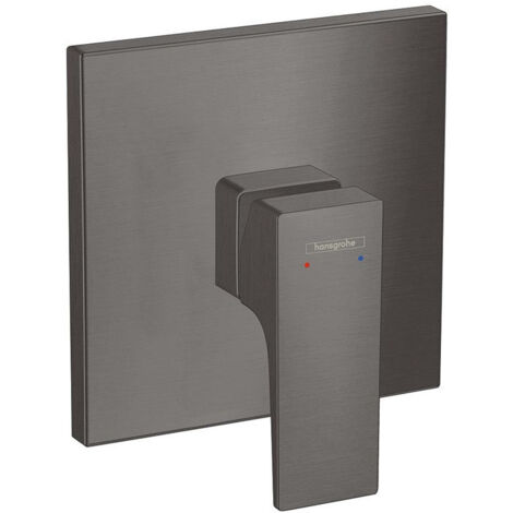 Set finition pour mitigeur douche encastré, poignée manette noir chromé brossé