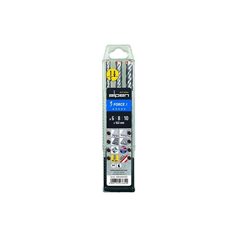 FP - alpen 81506810100 foret sds-plus force x 3 pièces argent