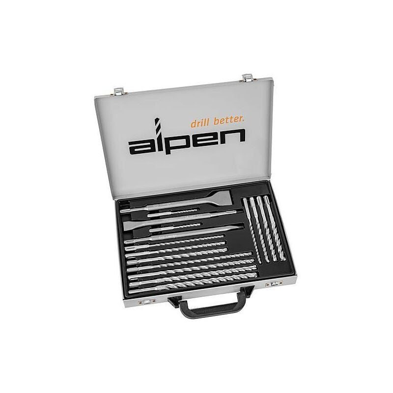 Set foret+burin Alpen 16 pcs SDS-Plus, 6 coupes