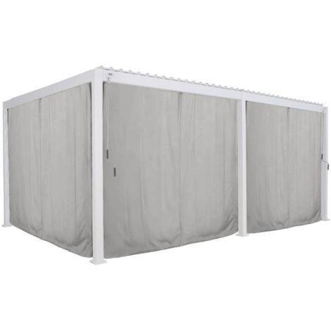 Set für Vorhänge und Moskitonetz für Pergola Evora - 6 Doppelschienen, 6 Vorhänge und 6 Moskitonetze