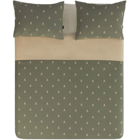 Set funda nórdica Khakhi con 2 fundas almohada de algodón