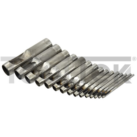 SET FUSTELLE 15pz 2-22mm PUNZONI CUOIO PELLE BUCO CINTA G01822