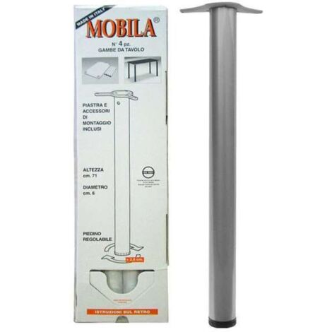 Set Gambe In Alluminio Per Tavolo Tonde 60X710 Pezzi 4 Mobilia - Masidef