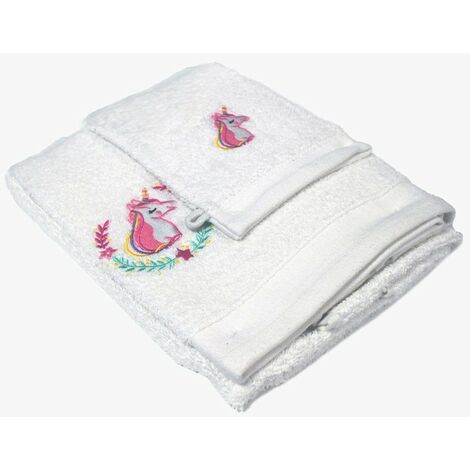 Set gant avec drap de douche éponge brodée Zoélie