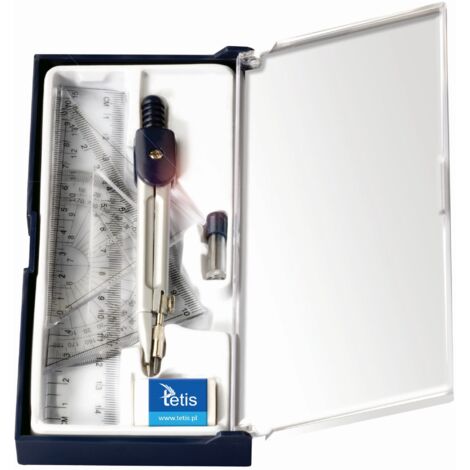 Set geometrico con compasso in metallo e righello da 15 cm.
