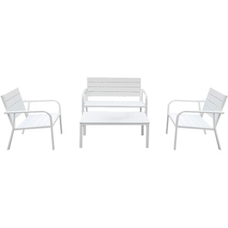 Set giardino effetto polywood - Arbus - colore bianco - 4 posti