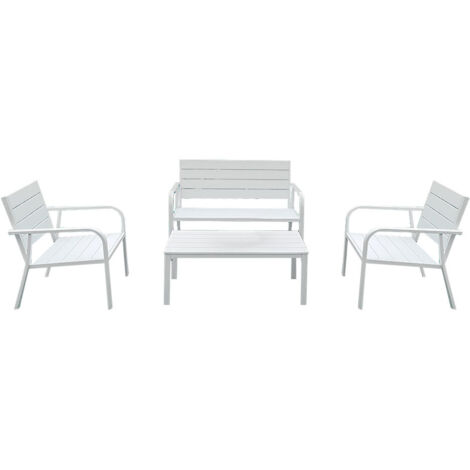 SET GIARDINO EFFETTO POLYWOOD 'ARBUS' colore bianco - LIF
