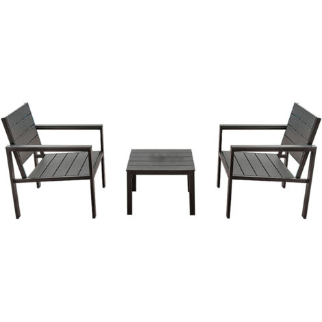 SET GIARDINO EFFETTO POLYWOOD 'OROSEI' colore nero  - LIF