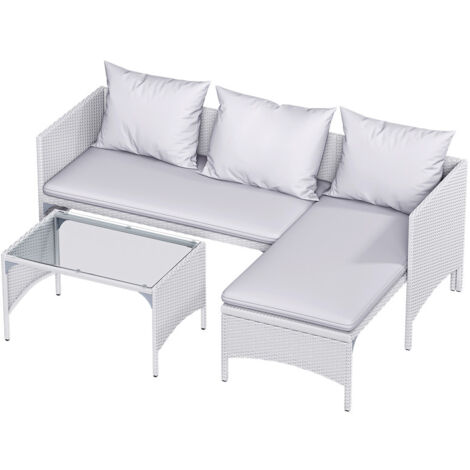 Set Giardino 3 Pezzi In Rattan Beige - Divano E Tavolo Per Esterni, Balcone E Terrazza