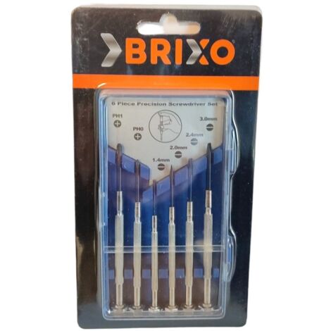 Set giraviti orologiaio 6 pz – 4 a lama fissa, 2 a croce – in astuccio plastica – Brixo