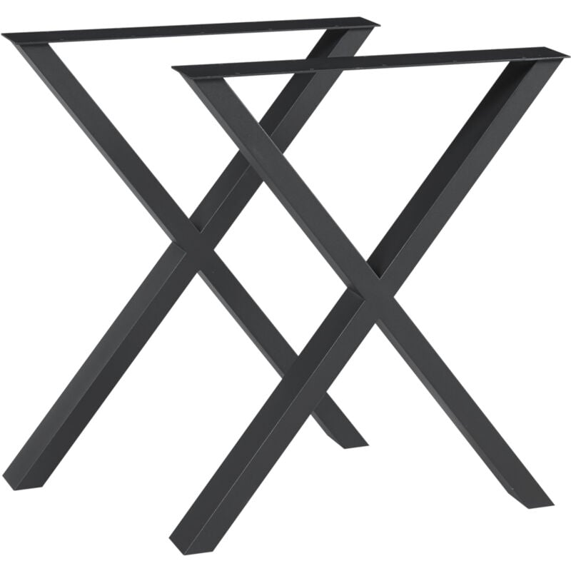 Image of [en.casa] - Set Greith di 2 Gambe a x per Mobili Fai da Te (AxL) 72 x 59 cm in Acciaio - Nero