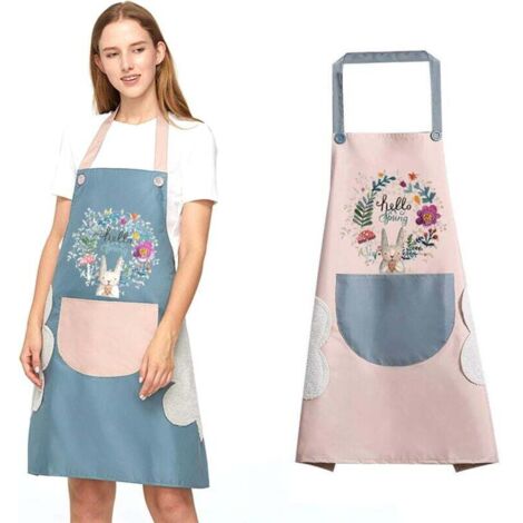 Set grembiule da 2 pezzi, grembiule da cucina da donna, grembiule da cucina impermeabile con tasche, grembiule resistente all'olio, grembiule da barbecue - Fei Yu