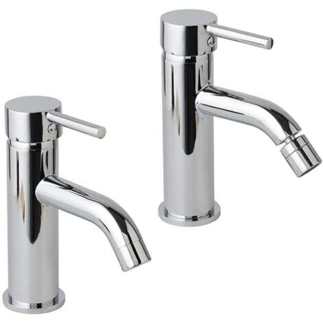 Set Grifería De Baño De Latón Cromado Para Lavabo Y Bidé   Fassa