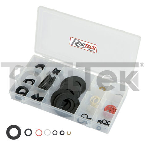 SET GUARNIZIONI 54pz ANELLI METRICI O-RING FIBRA NEOPRENE ALLUMINIO RIBIMEX