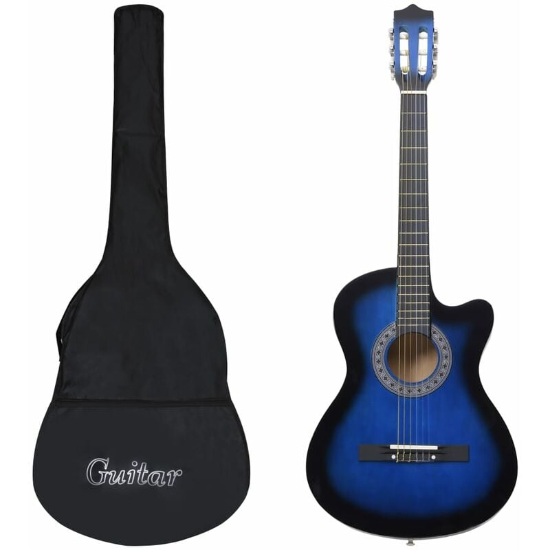 

Set guitarra acústica con cutaway 12 pzas 6 cuerdas azul 38'