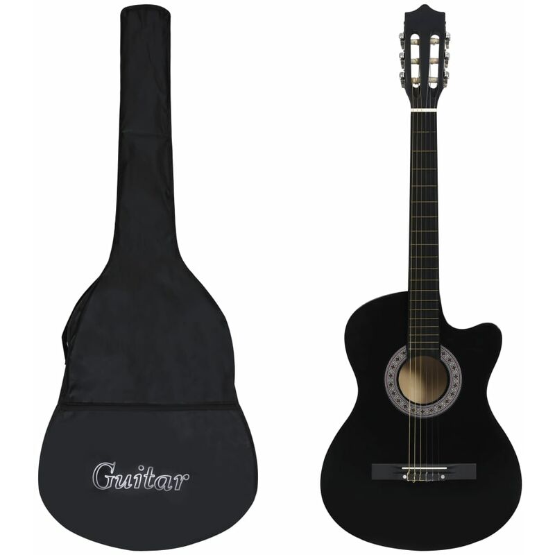 

vidaXL Set guitarra acústica con cutaway 12 pzas 6 cuerdas negro 38' - Negro