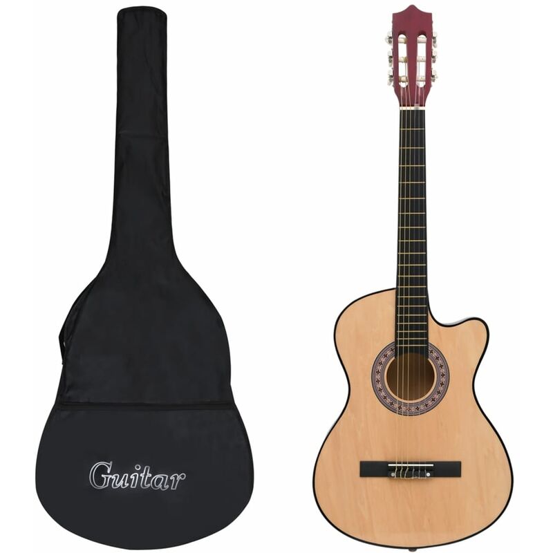 

vidaXL Set guitarra acústica occidental cutaway 12 pzas 6 cuerdas 38" - Marrón