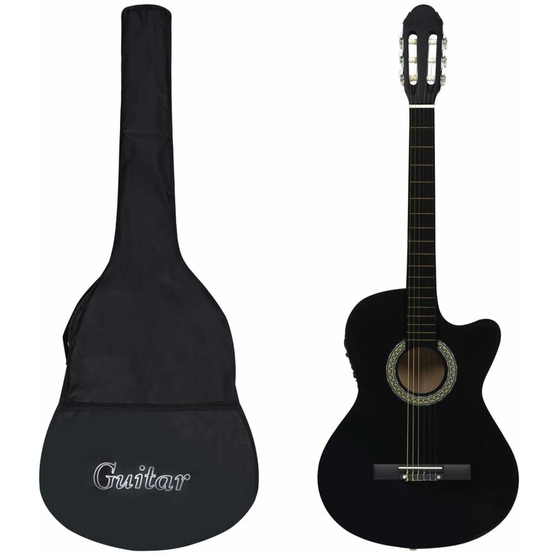 

vidaXL Set guitarra occidental 12 pzas con ecualizador 6 cuerdas negro - Negro