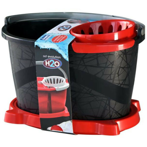 Set H20 Evolution avec seau + mop + essoreuse - Noir/rouge - 18L - Livraison gratuite