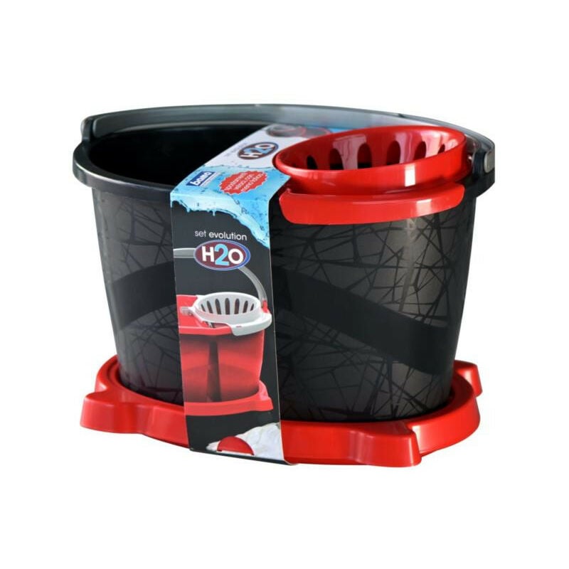 Set H20 Evolution avec seau + mop + essoreuse - Noir/rouge - 18L - Livraison gratuite