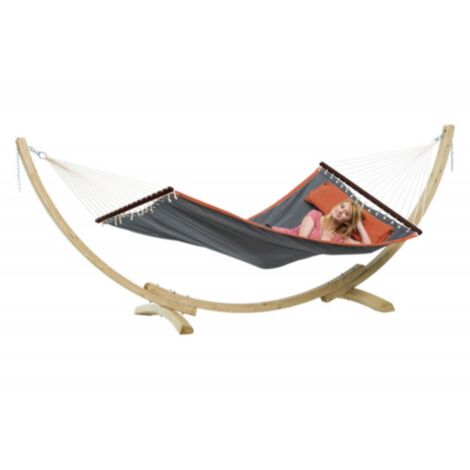 Set hamac American Dream XL gris Amazonas + support Apollo en bois