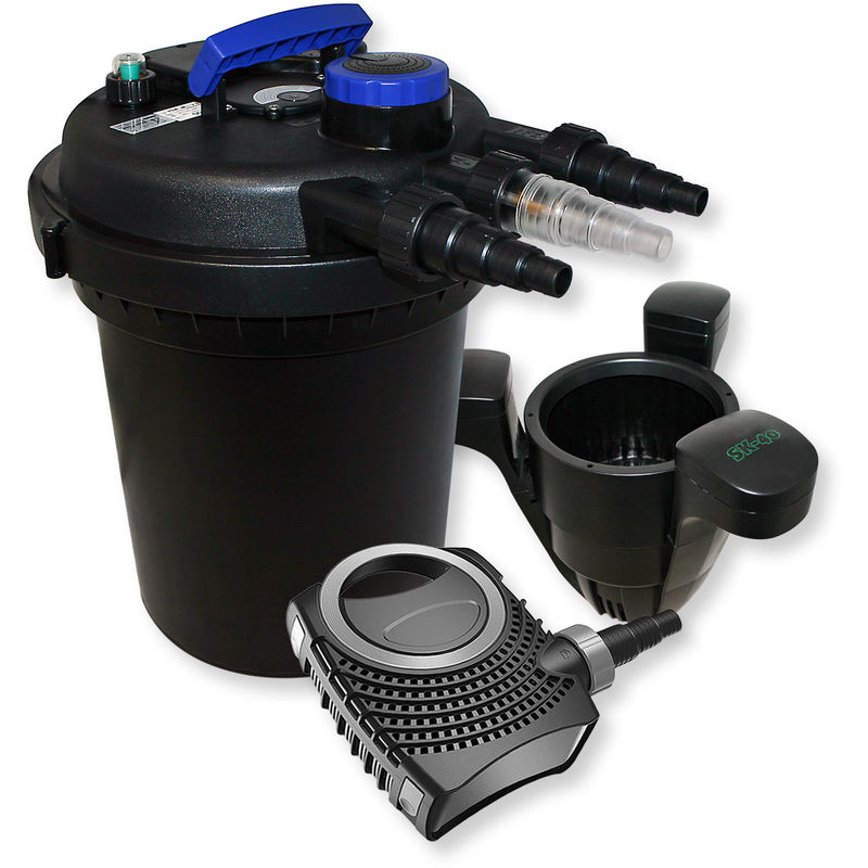 

SunSun Kit filtro presión estanque 6000L 11 W UVC clarificador 70 W Bomba Skimmer SK40