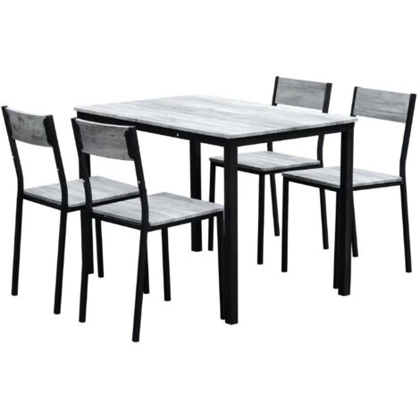 SET INDUSTRIAL TAVOLO E 4 SEDIE GRIGIO