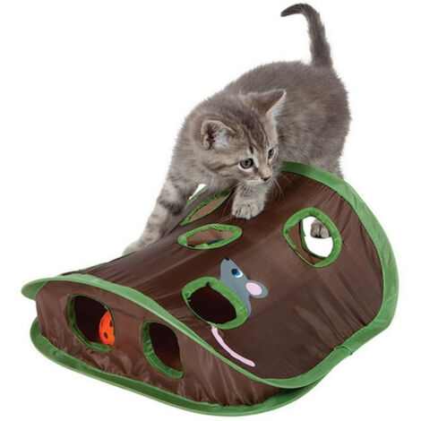 Set interaktives Katzenspielzeug mit Pop-up-Maus, Glöckchen und Ball – Lustiges Jagdspiel für Haustiere