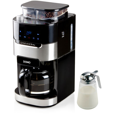 SET: Kaffeemaschine mit Mahlwerk für Bohnen & Peramanentfilter + Milchkännchen
