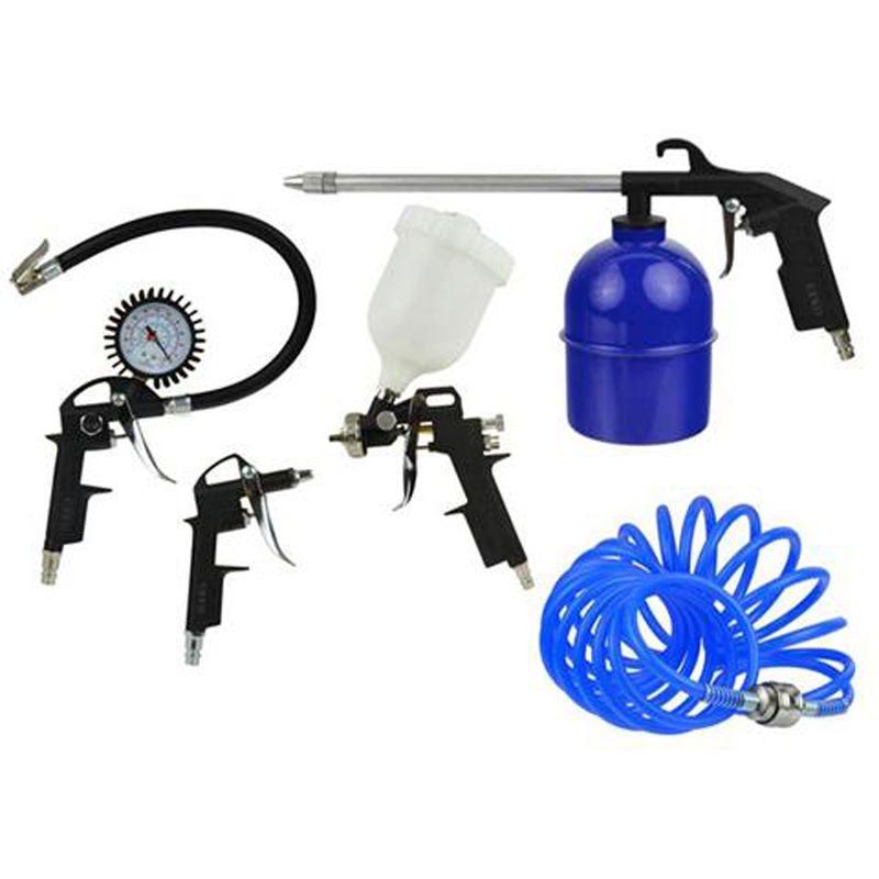 Image of Set kit 5 pz accessori compressore aria compressa pistola gomme soffiaggio tubo