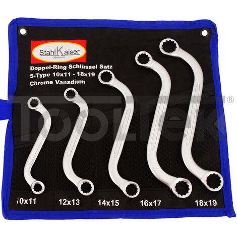SET KIT 5pz CHIAVI POLIGONALI DOPPIE SPECIALI A "S" 10X11 - 18X19mm