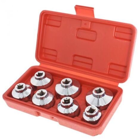 Set Kit di Chiavi a tazza per Filtro Olio 7 Pz Per Chiave a Cricchetto 24-38mm