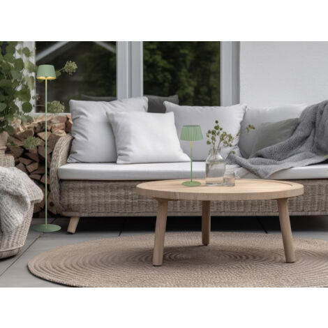 SET: Kleine Akku Stehlampe 123cm & Tischlampe 39cm für Outdoor kabellos Grün