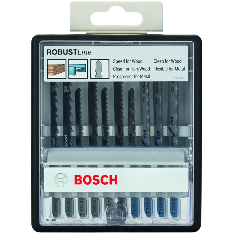 Professional Set da 10 lame Robust Line, Wood e Metal per tagliare legno e metallo, accessorio per seghetto alternativo - Bosch