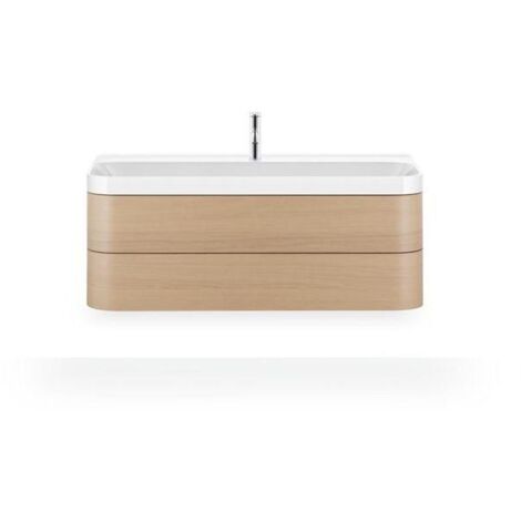 Set lavabo HAPPY D.2 PLUS 1175x490mm con 2 fori per rubinetto, bianco opaco