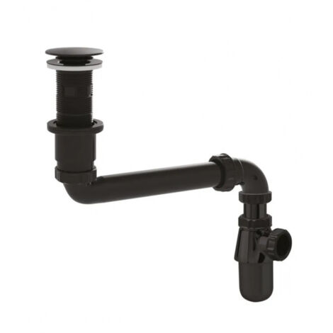 Set lavabo universale con sifone, tubo di scarico e scarico, nero