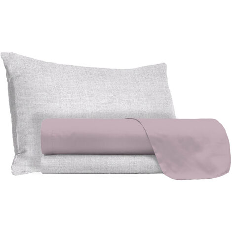 Set Lenzuola 1 Piazza e Mezzo Sopra Sotto e Federe in Cotone Rosa Antico
