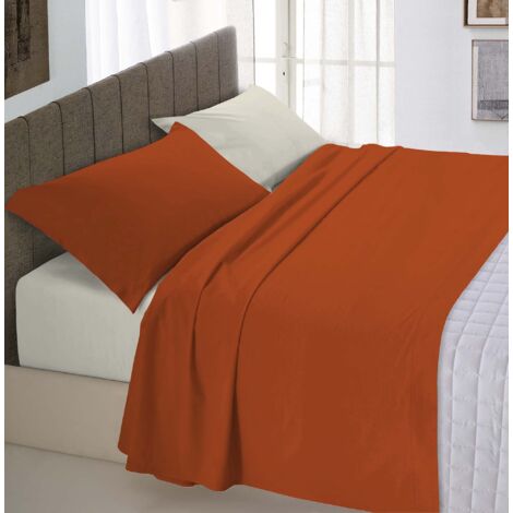 Set Lenzuola Letto Piazza e mezza Cotone Natural Color, lavorato in Italia - Completo Letto, Lenzuolo Sotto con Angoli, Telo Sopra 90x200cm e Federa con Patella Interna, Terra/panna