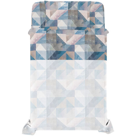Set Lenzuola Singolo con Stampa Sopra Sotto e Federa Linea River Sepik Blue