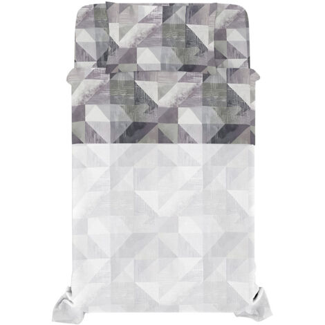 Set Lenzuola Singolo con Stampa Sopra Sotto e Federa Linea River Sepik Grey
