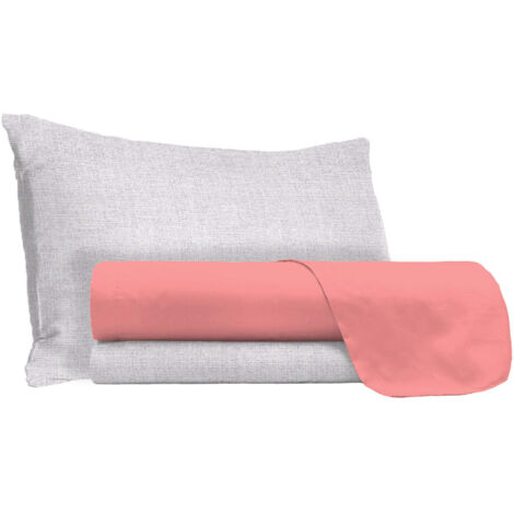 Set Lenzuola Singolo Sopra Sotto e Federe in Cotone Corallo