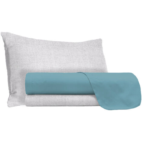 Set Lenzuola Singolo Sopra Sotto e Federe in Cotone Ottanio