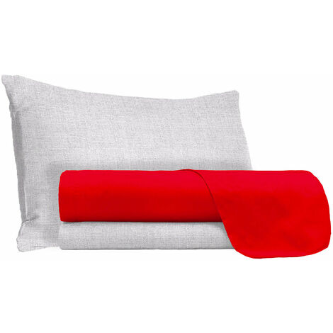 Set Lenzuola Singolo Sopra Sotto e Federe in Cotone Rosso