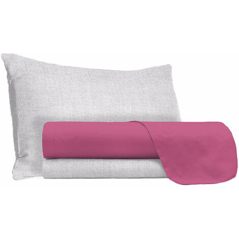 Set Lenzuola Singolo Sopra Sotto e Federe in Cotone Vinaceo