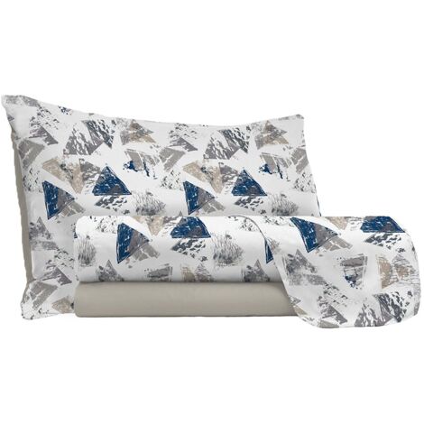 Set Lenzuola Singolo Sopra Sotto e Federe in Microfibra Urban Blu